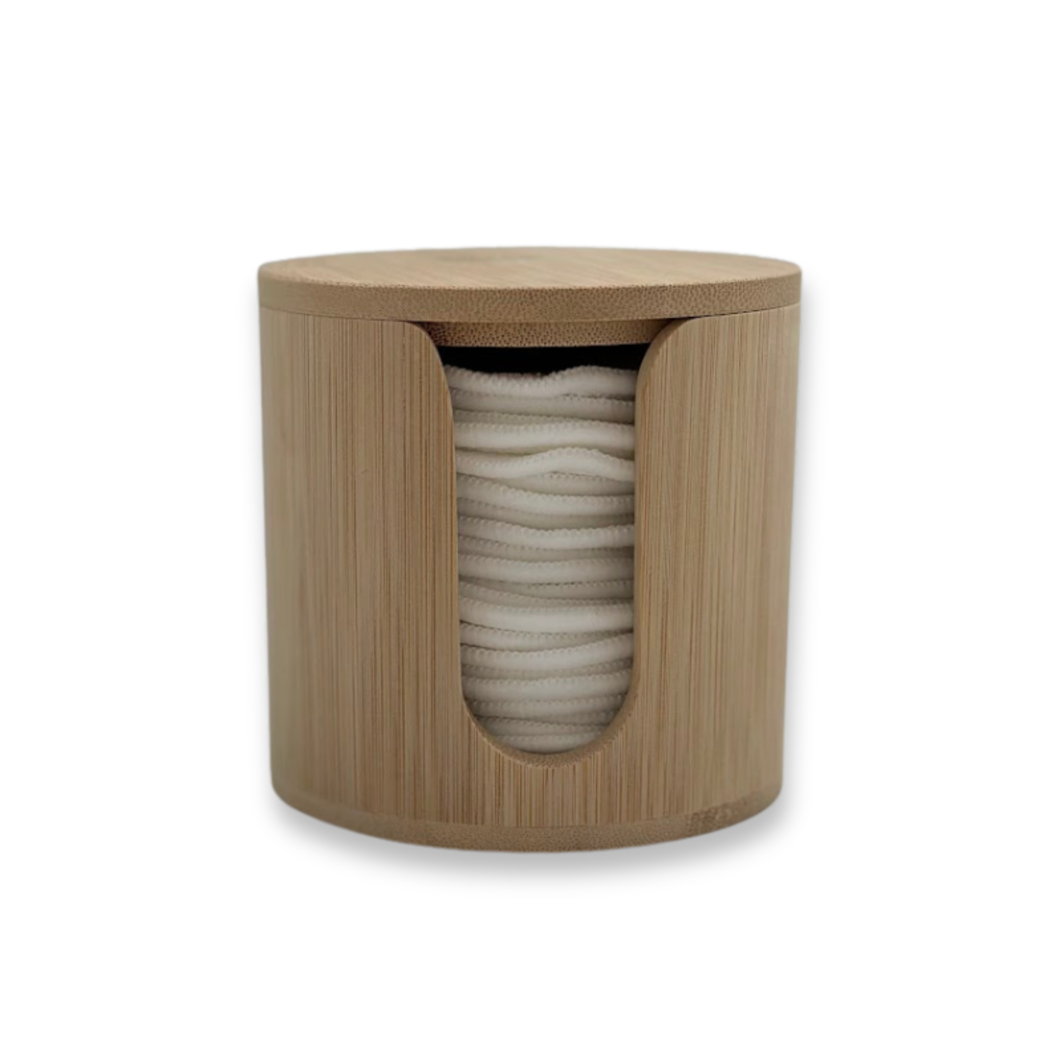 Bambuskrukke med 20 stk. genanvendelige rondeller i bambus