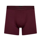 Bordeaux bambus herreunderbukser i kort model, set forfra, del af en 3-pak.