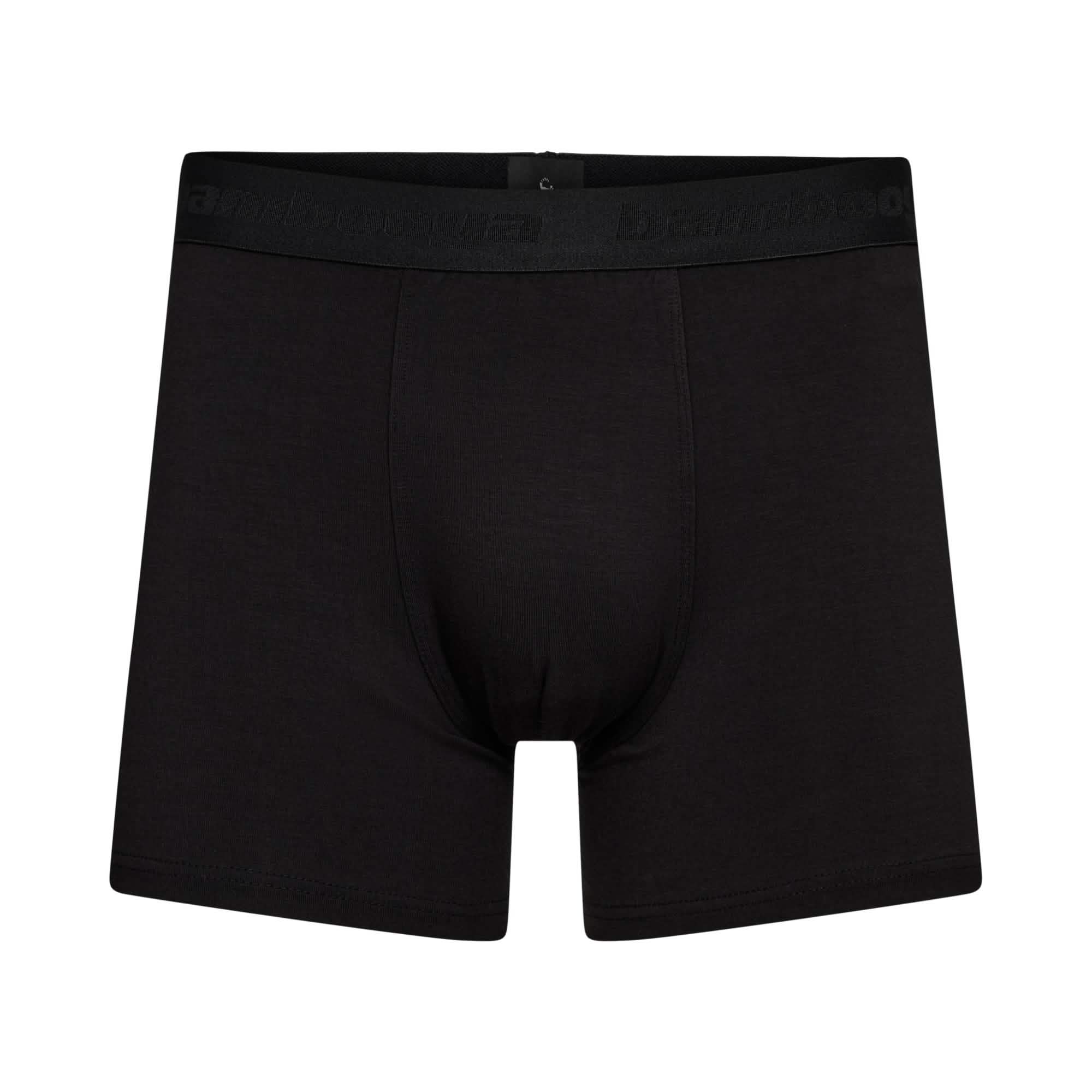 Sorte bambus herreunderbukser i kort model forfra, en del af en 3-pak