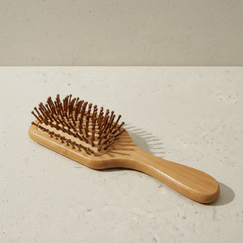 Bambus hårbørste - Firkantet hoved - 20 x 6 cm